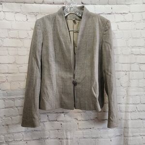 Peabody House Blazer Womens 12 Tan Brown Tweed 100% Pure Wool Lined One Button